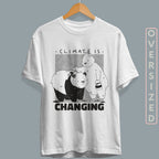 Polar Bear Climate Change Unisex Oversized T-Shirt — back view
