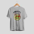 Powered By Pizza Unisex Half Sleeve T-Shirt — Grey