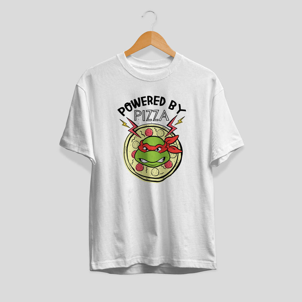 Powered By Pizza Unisex Half Sleeve T-Shirt — White