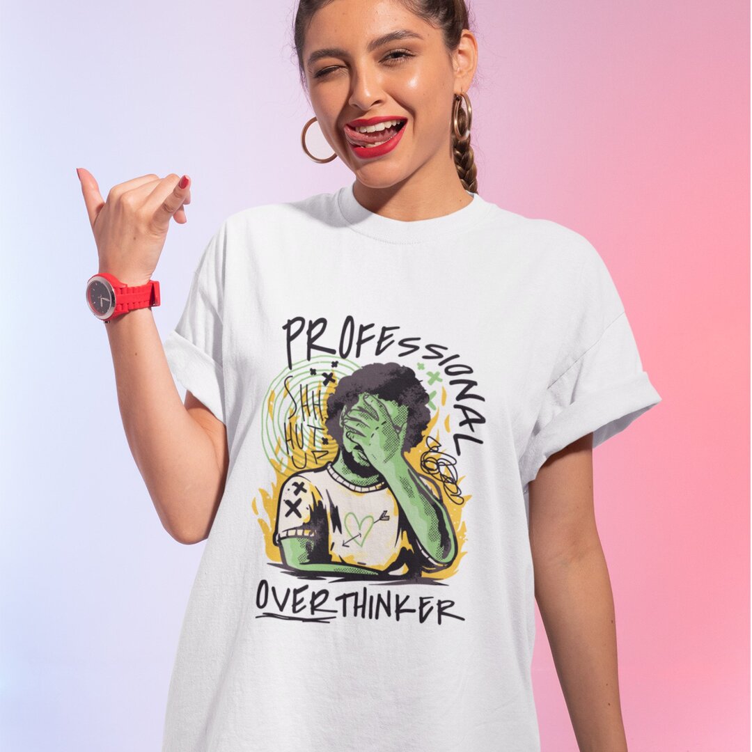 Professional Over Thinker oversized tee front graphic – Fourth Dimension Club