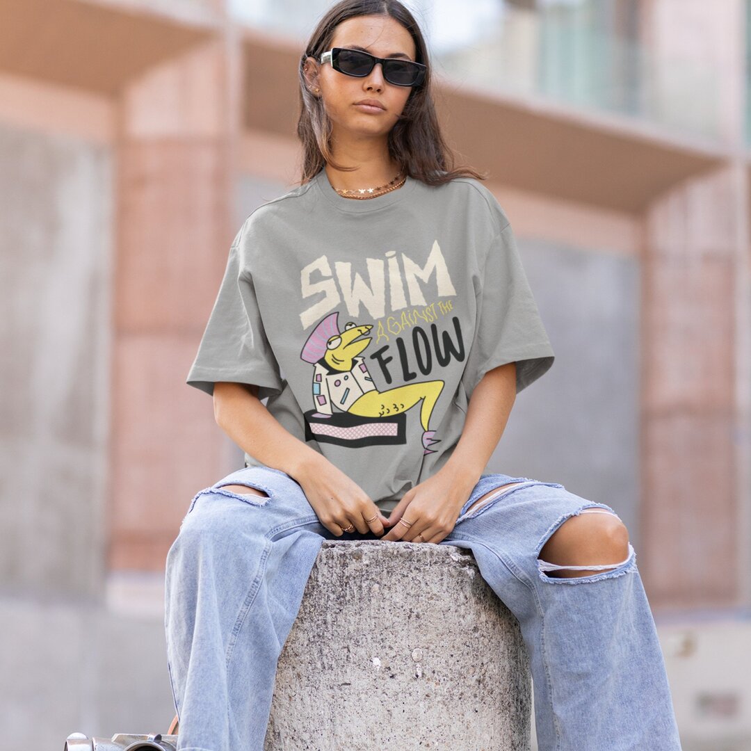 Punk Fish oversized tee front graphic – Fourth Dimension Club