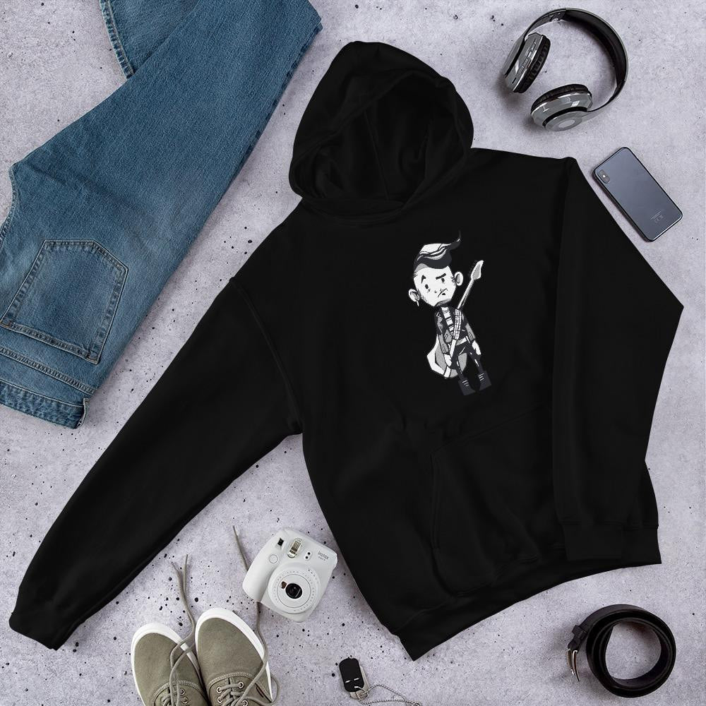 Punk Guitar Unisex Hooded Sweatshirt — Black
