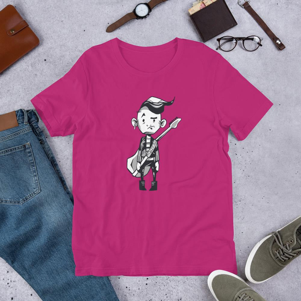 Punk Guitar Half Sleeve T-Shirt — Pink