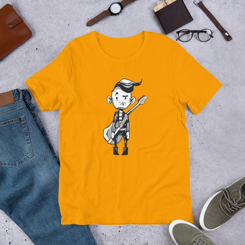 Punk Guitar Half Sleeve T-Shirt — Gold
