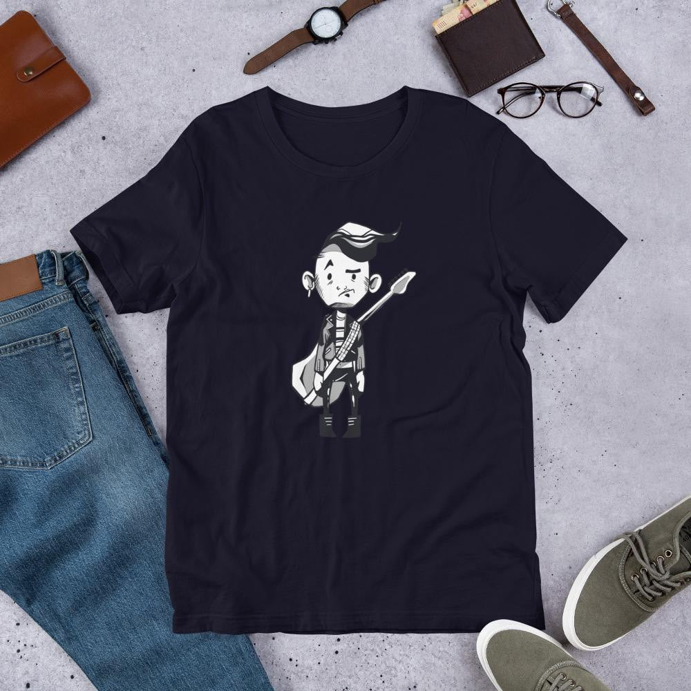 Punk Guitar Half Sleeve T-Shirt — Navy