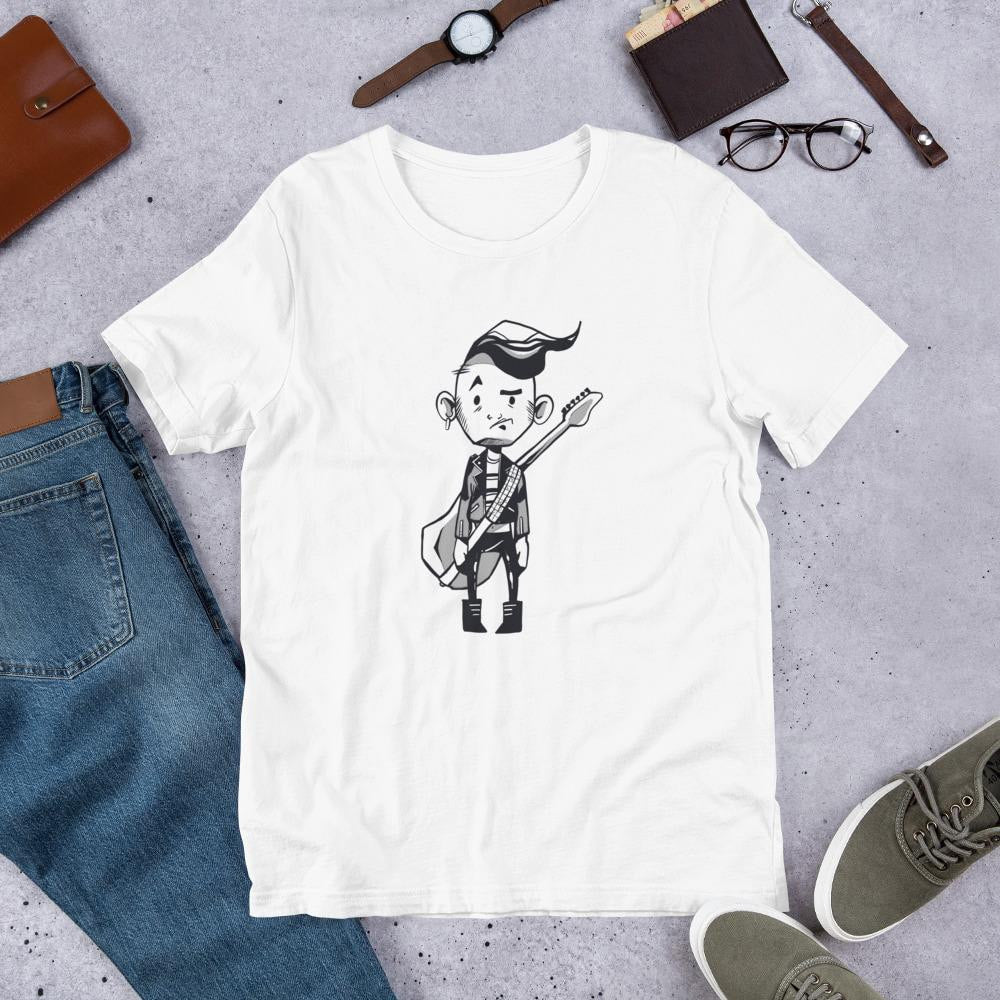 Punk Guitar Half Sleeve T-Shirt — White