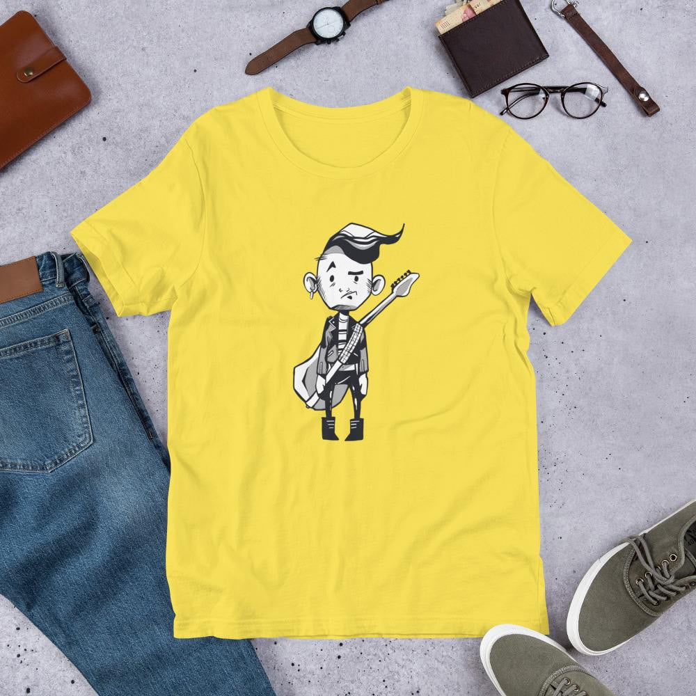 Punk Guitar Half Sleeve T-Shirt — Yellow