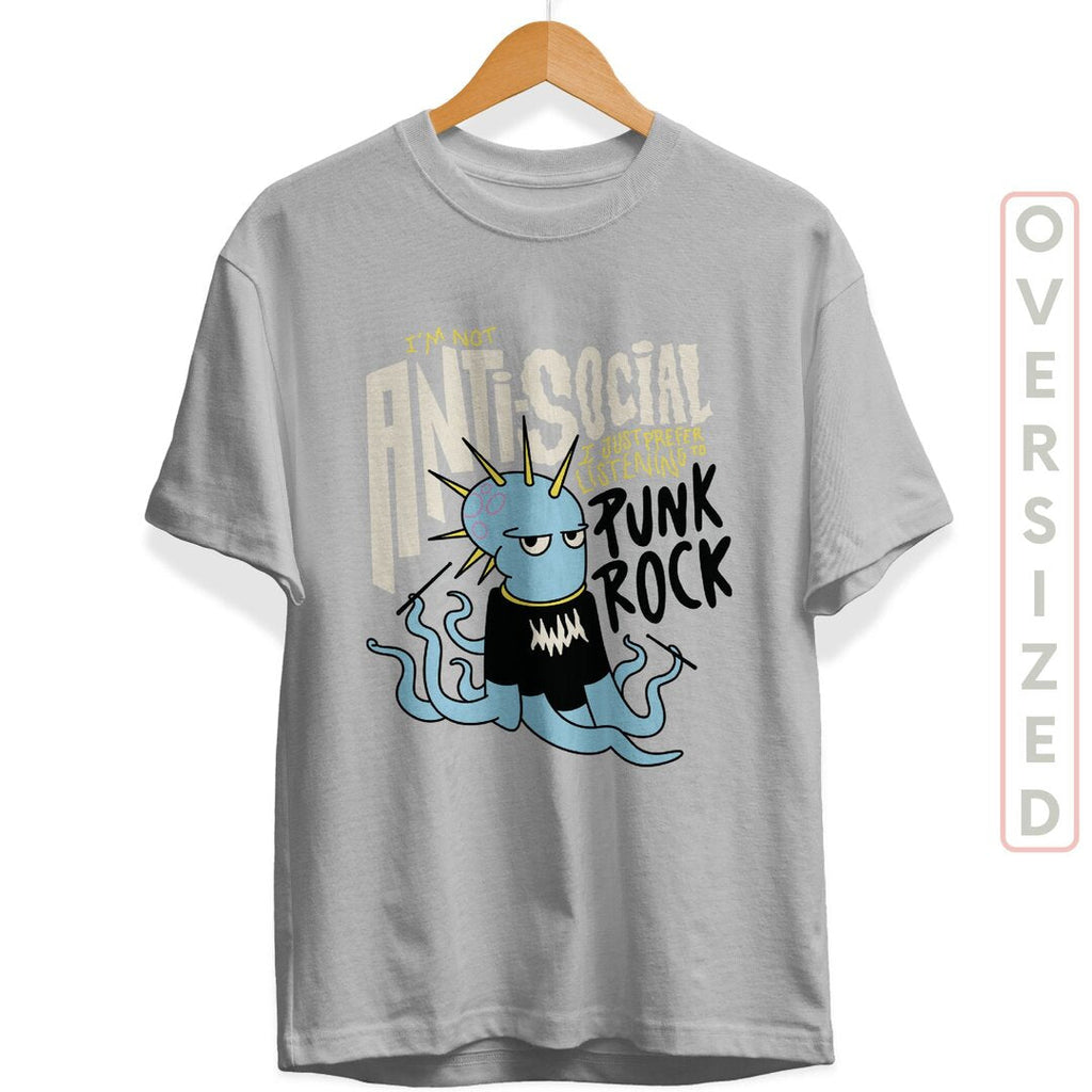 Punk Octopus Unisex Oversized T-Shirt — back view