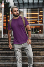 Men/Unisex Plain Half Sleeve T-Shirt — Purple