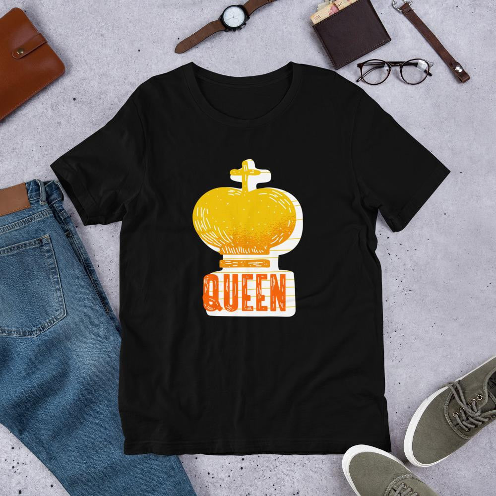 Queen Crown Half Sleeve T-Shirt — Black