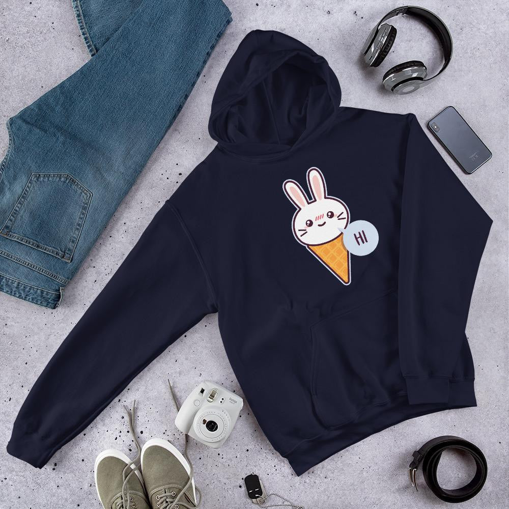 Cute Rabbit Unisex Hooded Sweatshirt — Navy
