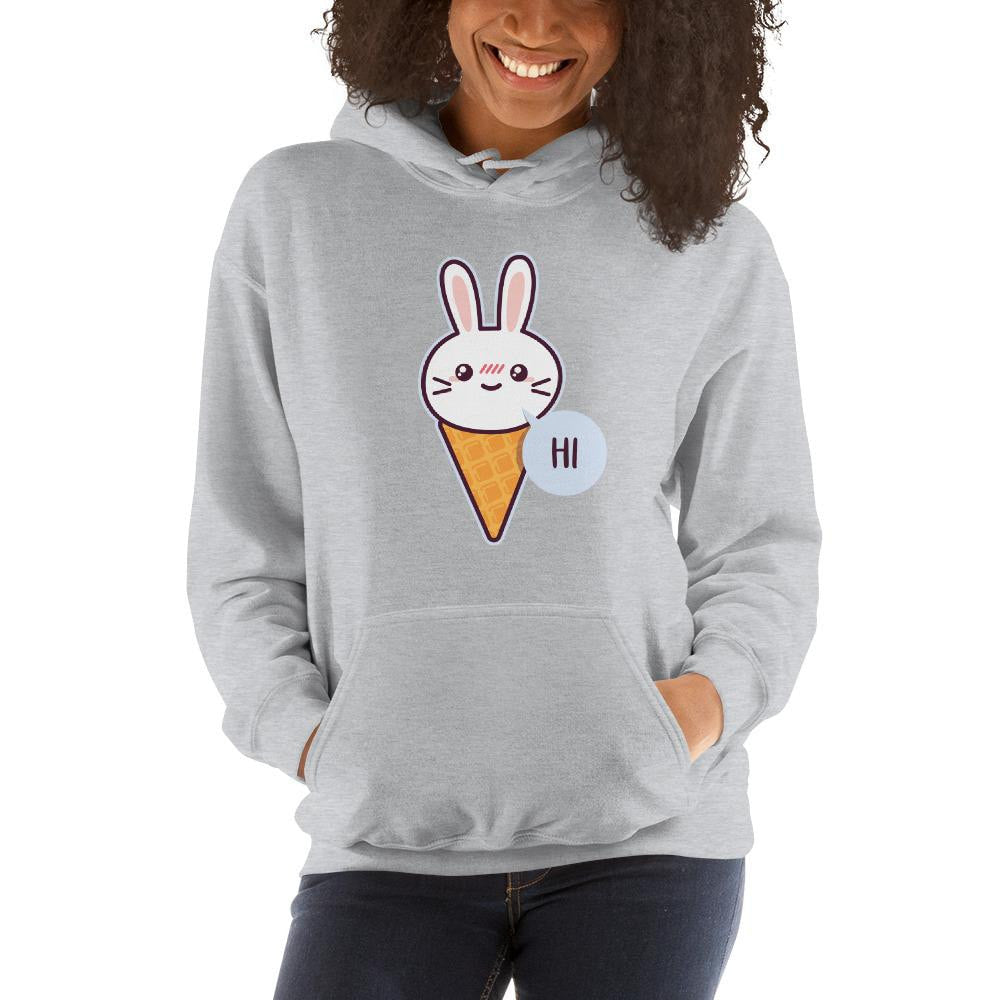 Cute Rabbit Unisex Hooded Sweatshirt — detail view 5