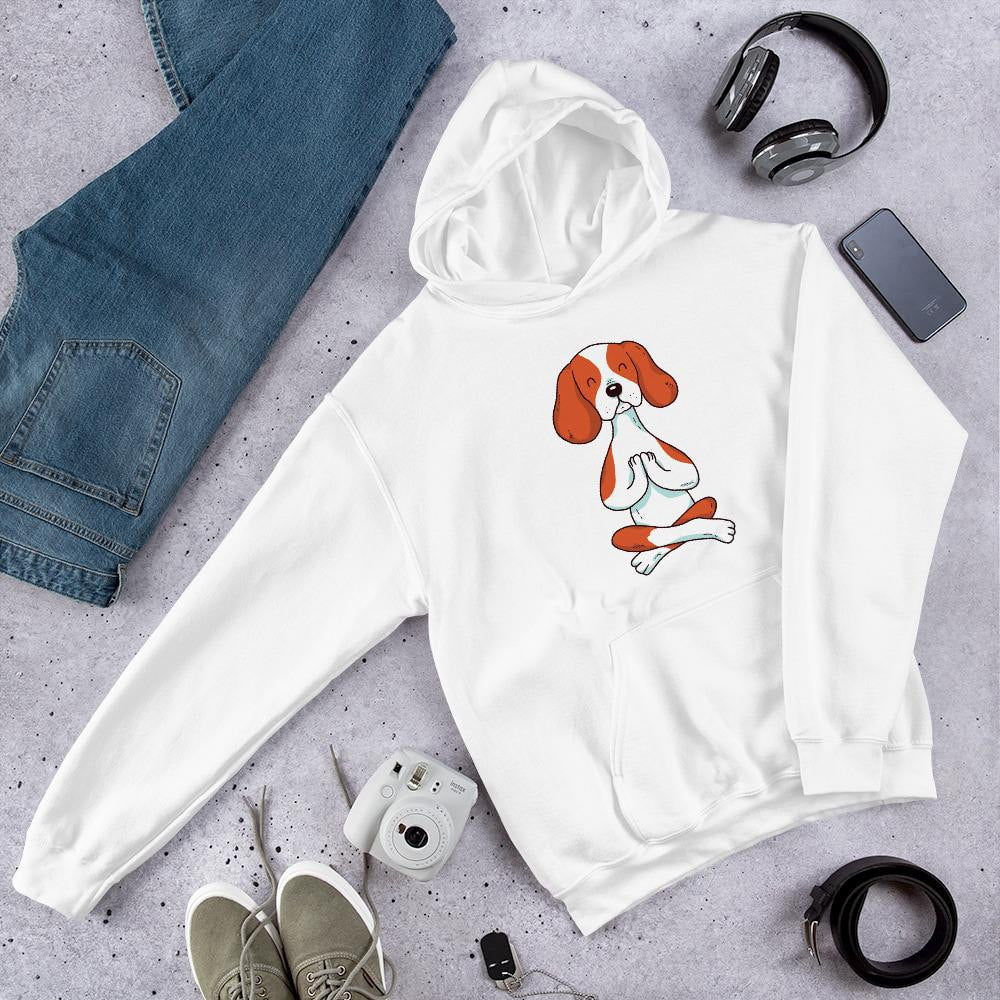 Dog Yoga Unisex Hooded Sweatshirt — White