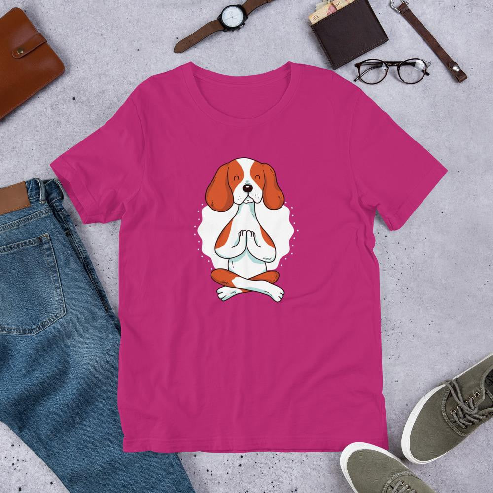 Dog Yoga Half Sleeve T-Shirt — Pink