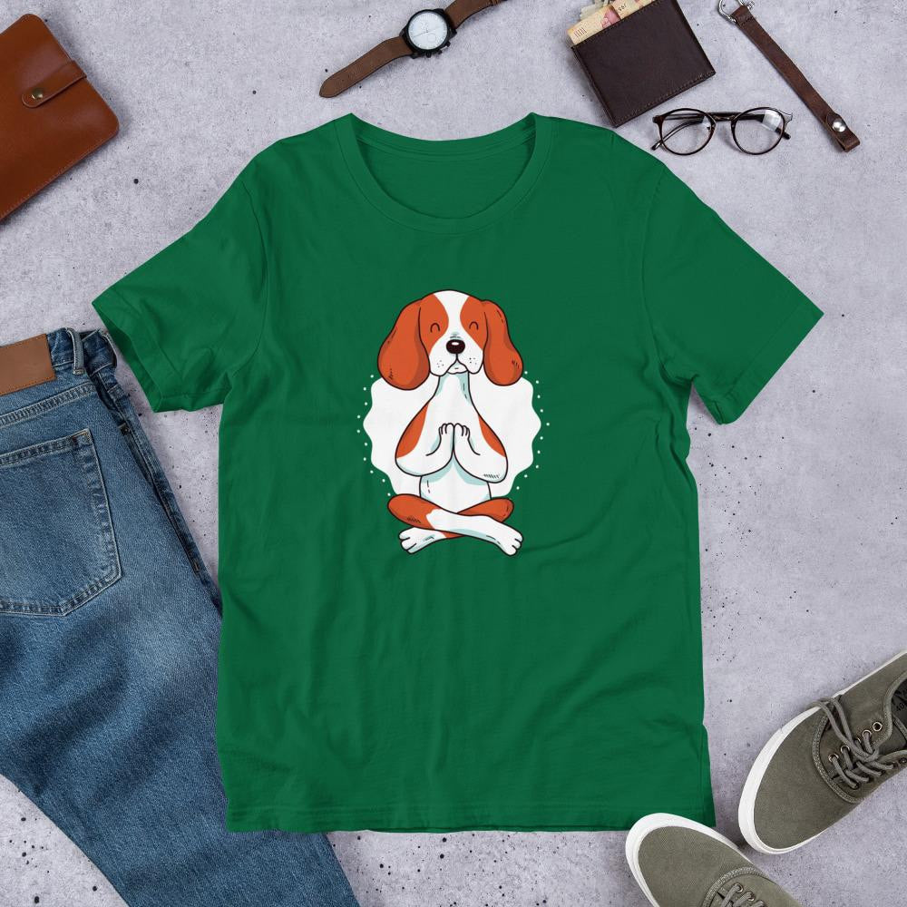 Dog Yoga Half Sleeve T-Shirt — Green