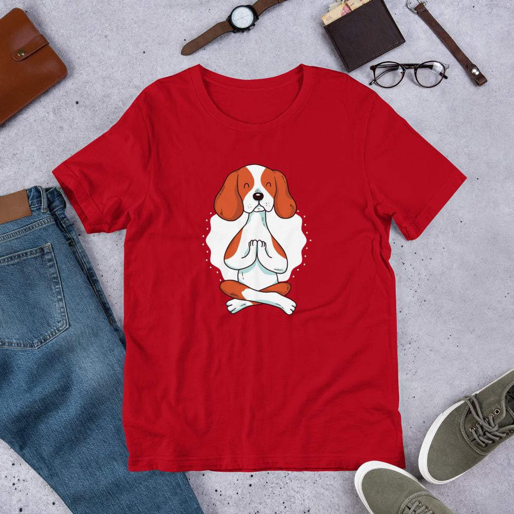 Dog Yoga Half Sleeve T-Shirt — Red