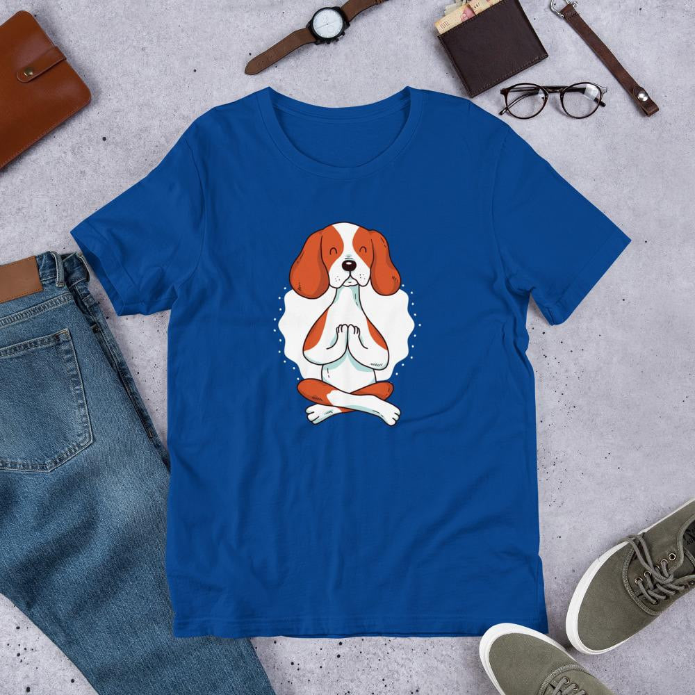 Dog Yoga Half Sleeve T-Shirt — Blue