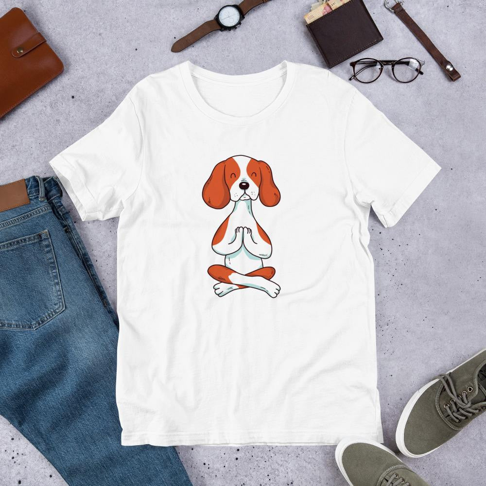 Dog Yoga Half Sleeve T-Shirt — White