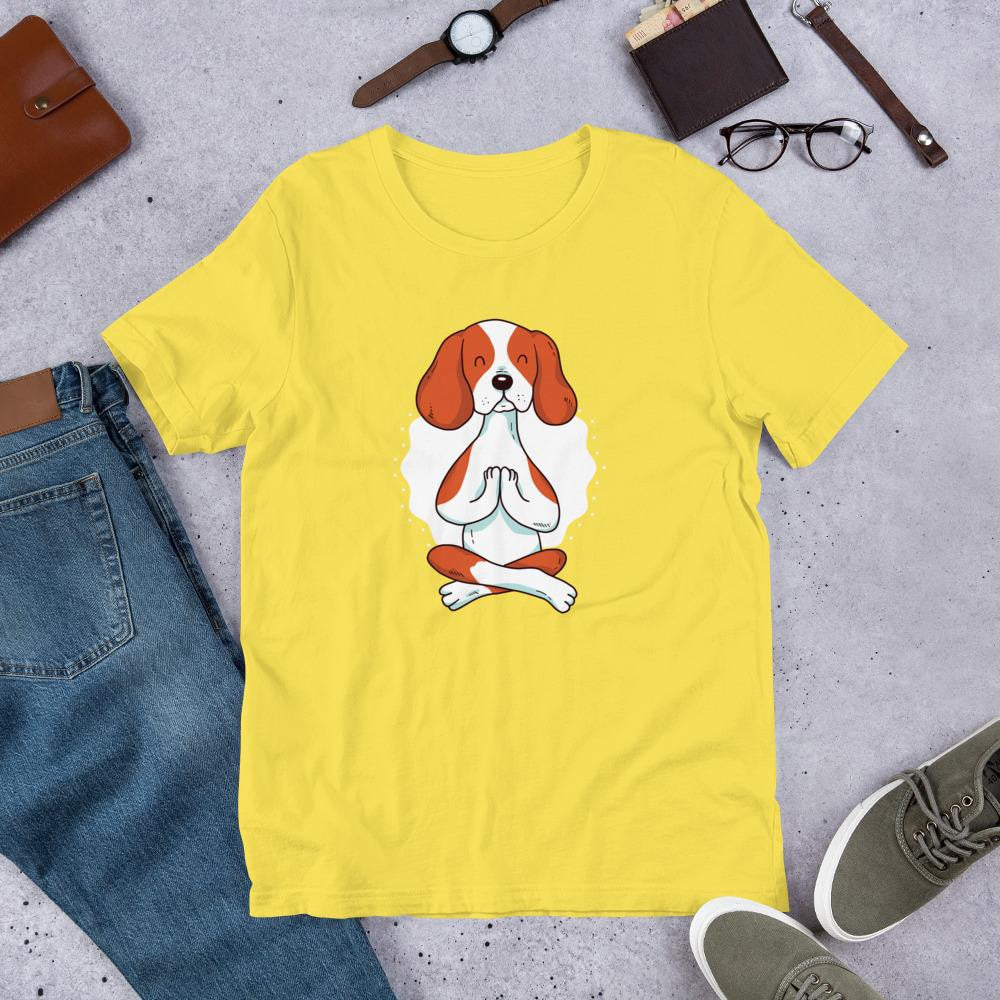 Dog Yoga Half Sleeve T-Shirt — Yellow