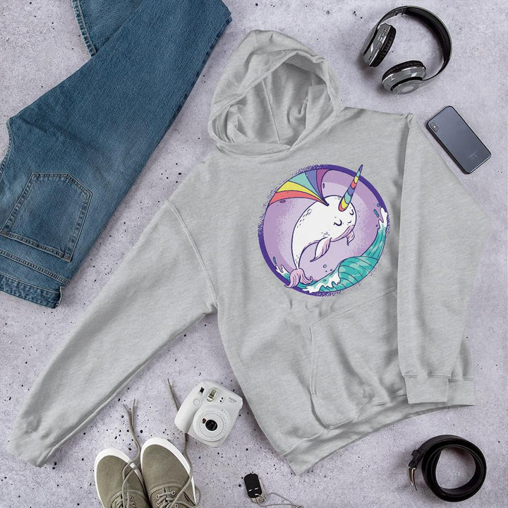 Rainbow Whale Unisex Hooded Sweatshirt