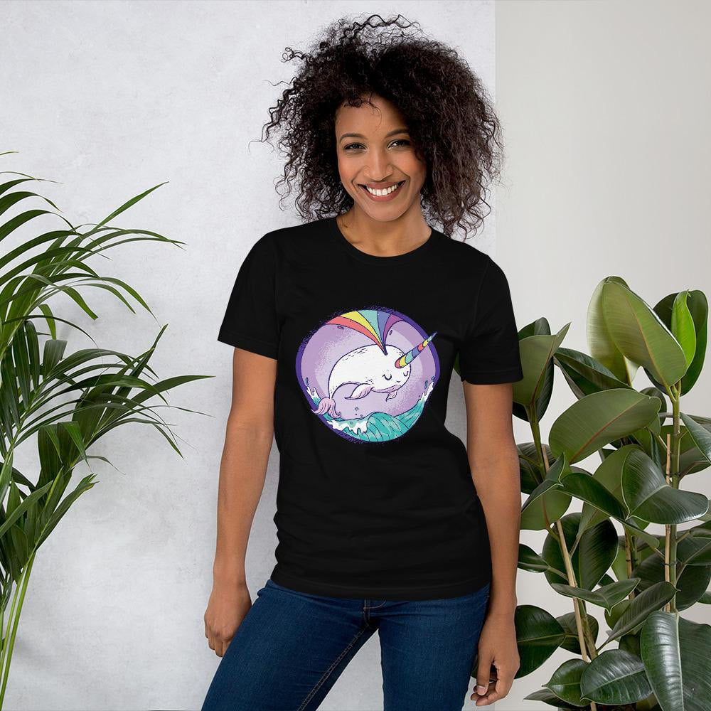 Rainbow Unicorn Whale Half Sleeve T-Shirt — detail view 11