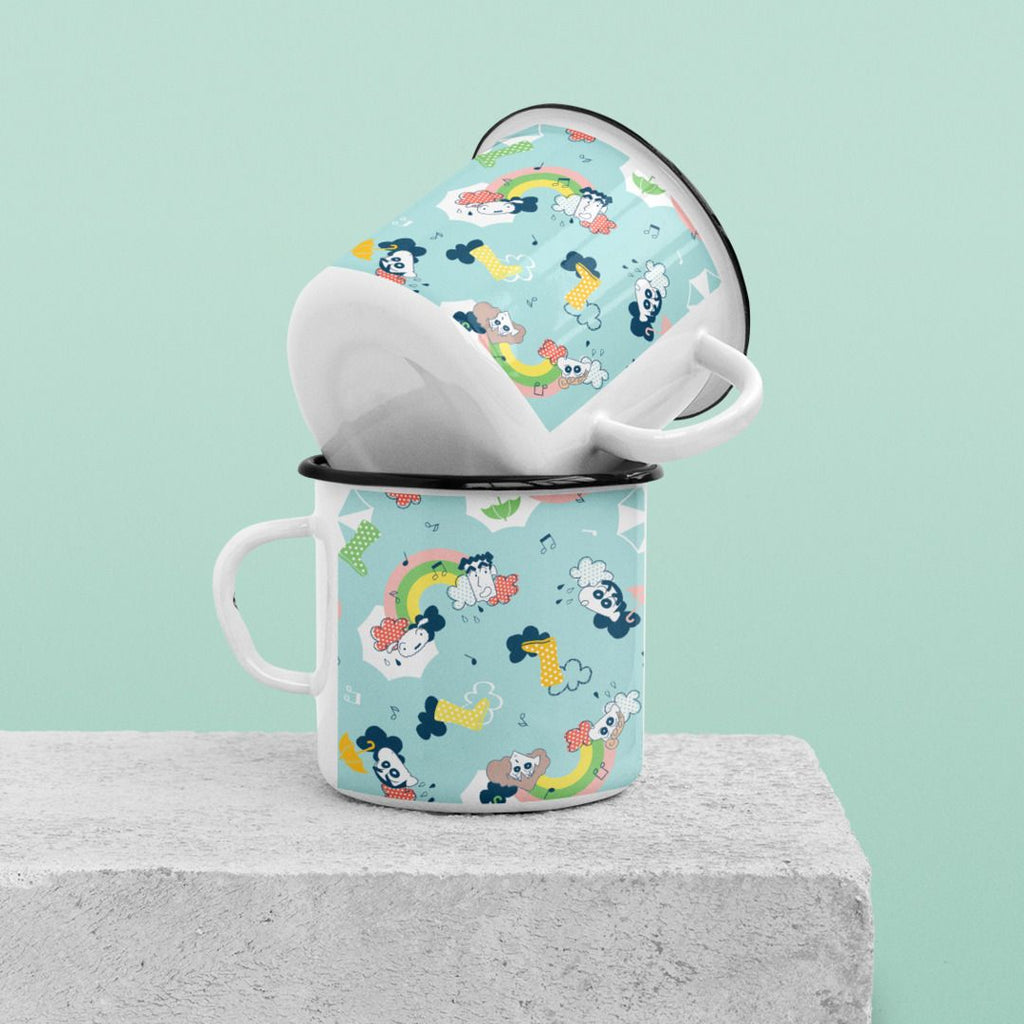 Rainy Day Pattern Enamel Mug — back view