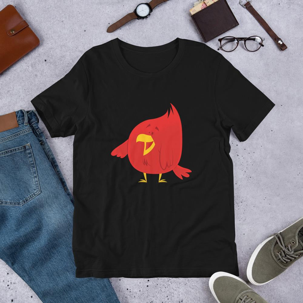 Chubby Red Bird Half Sleeve T-Shirt — detail view 4