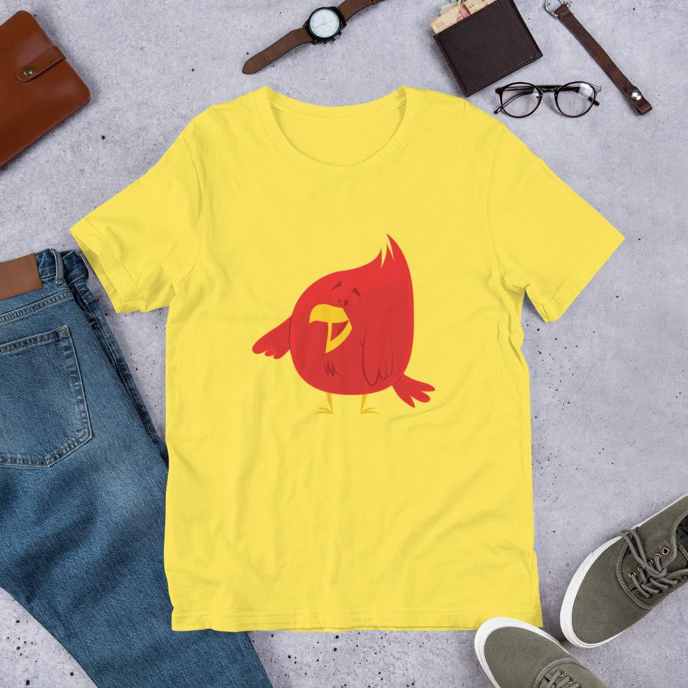 Chubby Red Bird graphic tee front print – Fourth Dimension Club