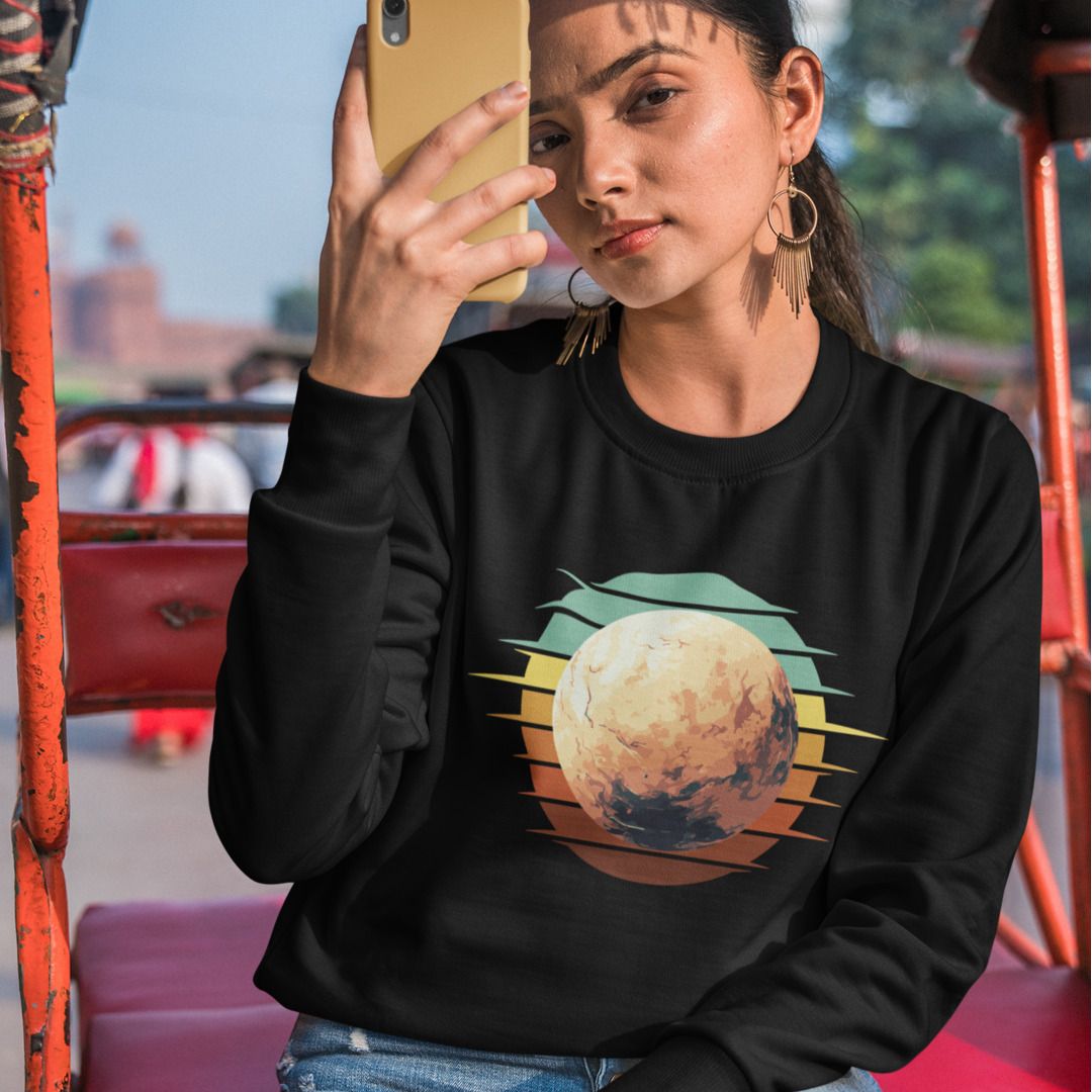 Retro Pluto Unisex Sweatshirt — Black