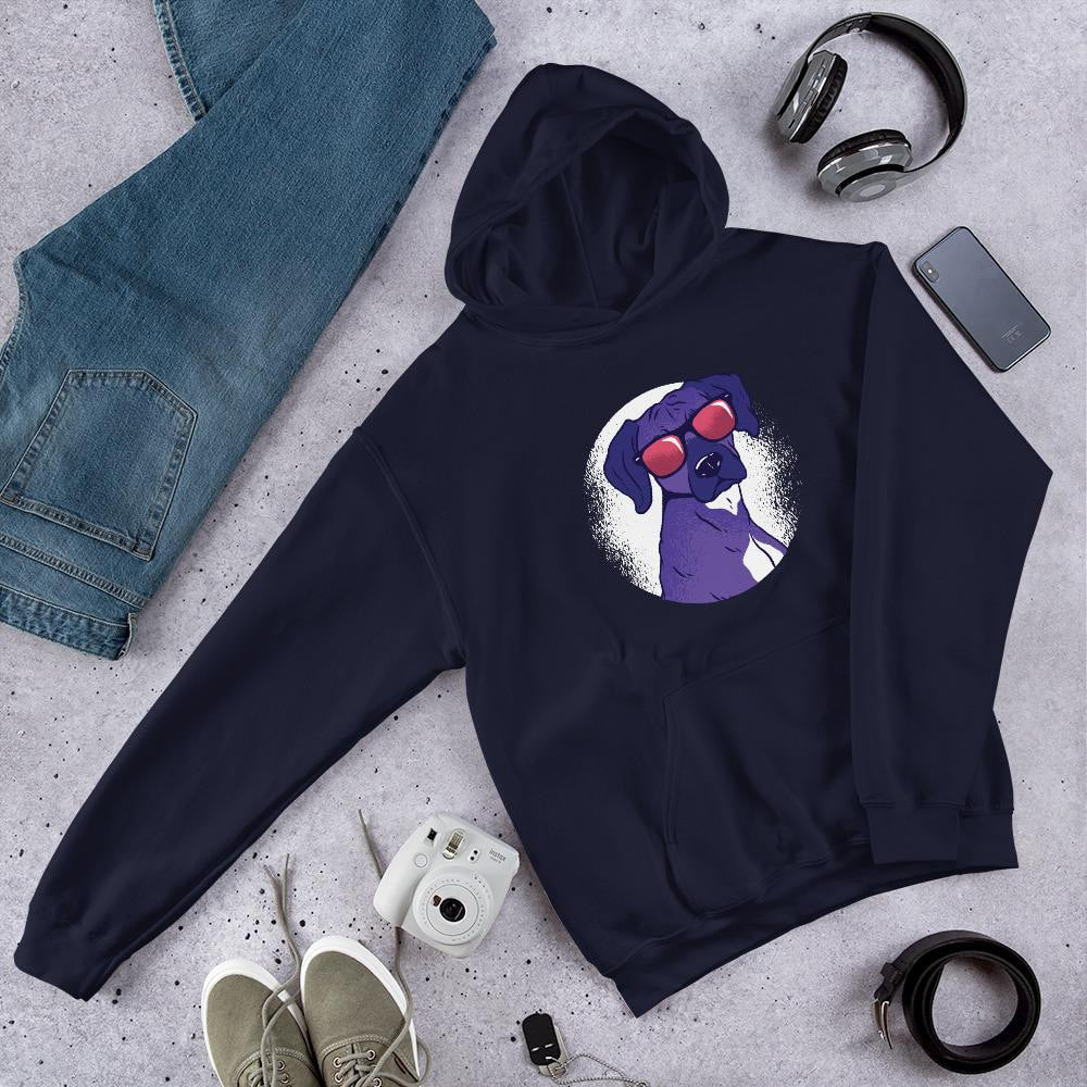 Cool Shady Dog Unisex Hooded Sweatshirt — Navy