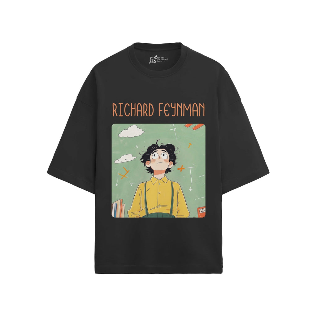 Richard Feynman Oversized French Terry T-Shirt — black-2