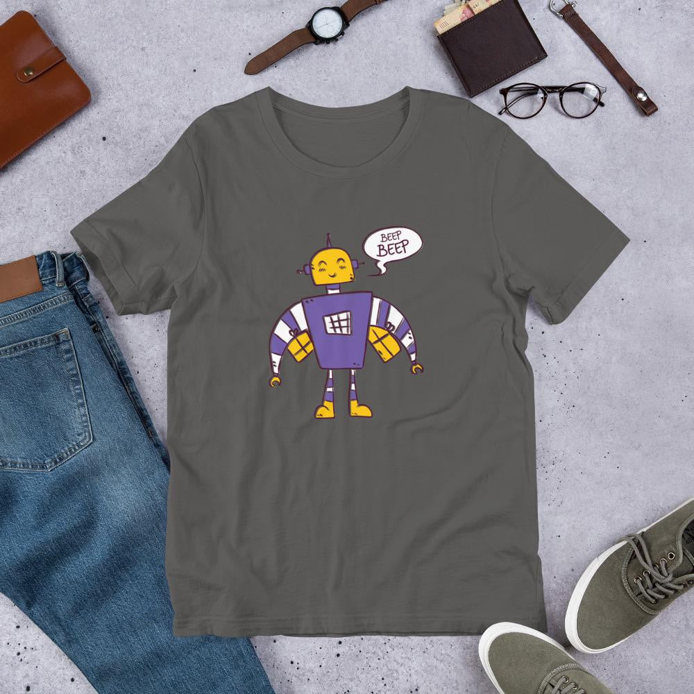 Beep Beep Robot Half Sleeve T-Shirt — Charcoal