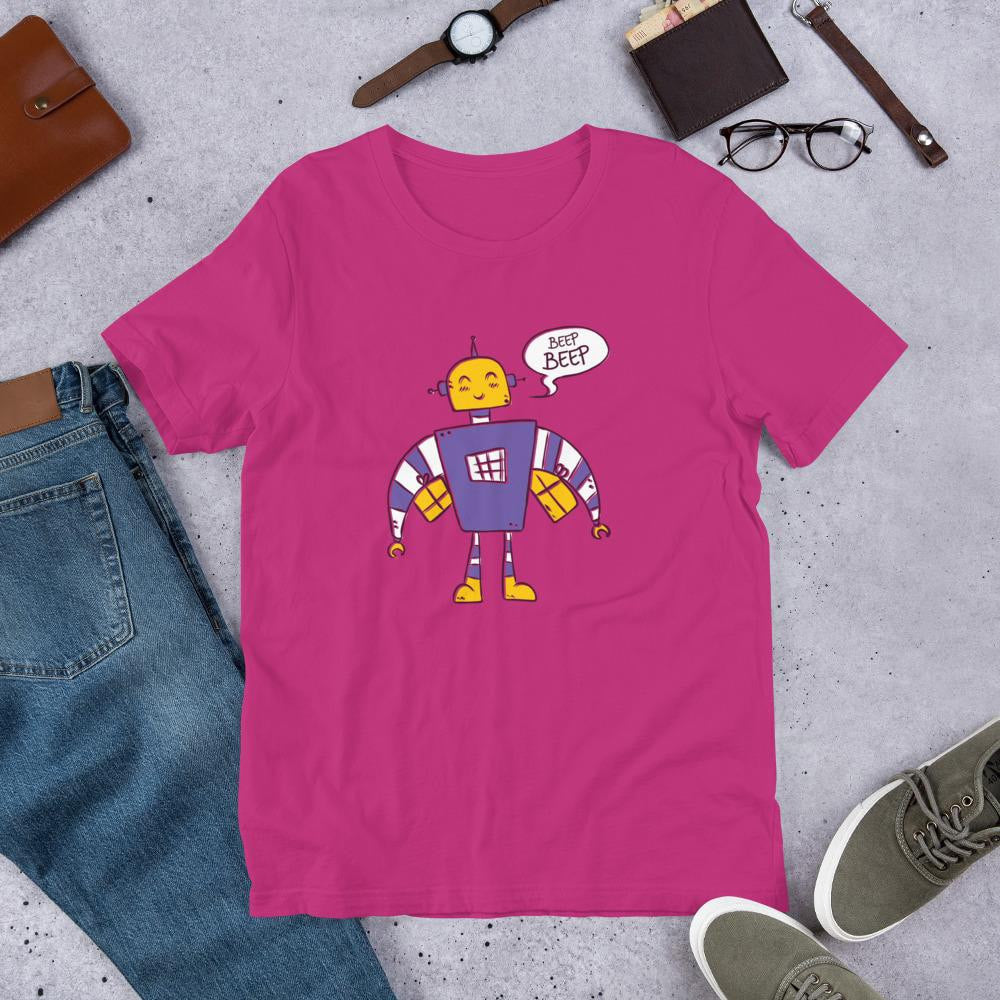 Beep Beep Robot Half Sleeve T-Shirt — Pink
