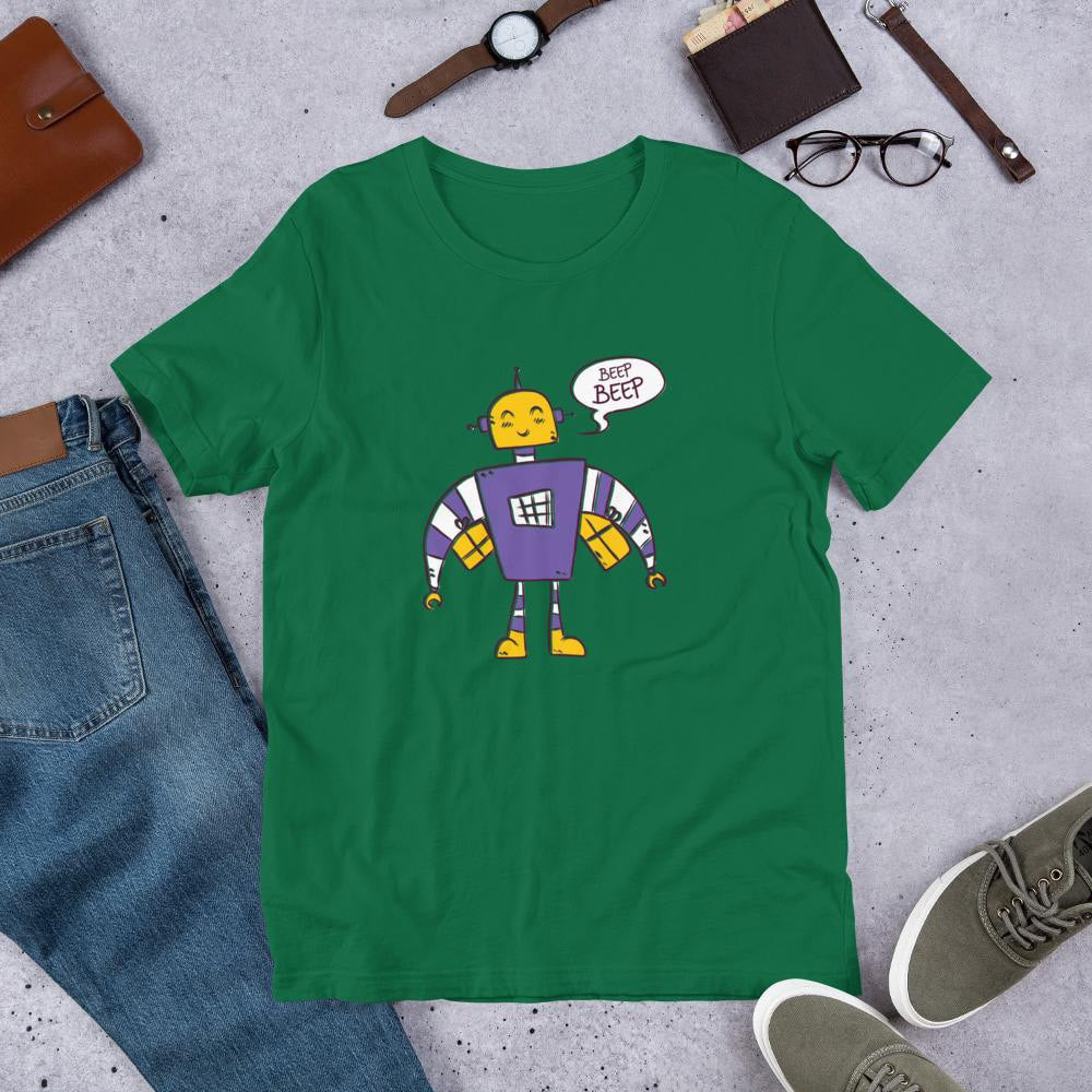 Beep Beep Robot Half Sleeve T-Shirt — Green