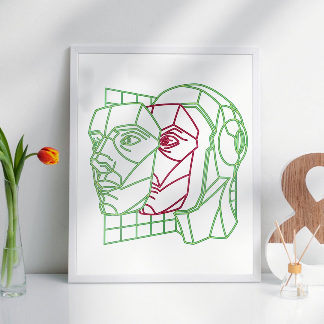 Robot Faces Framed Poster — A3 12 X 18 Inch (2)