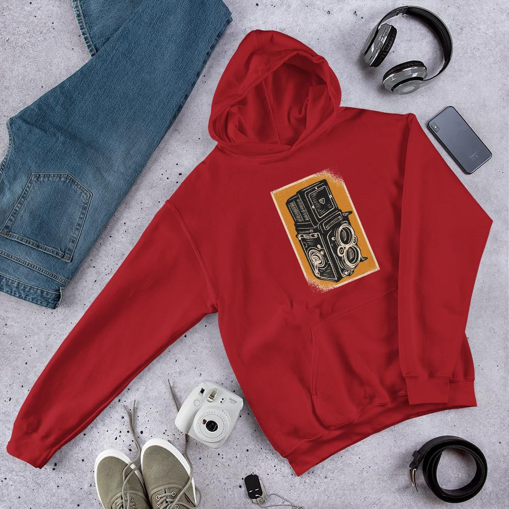 Vintage Rolleiflex Unisex Hooded Sweatshirt — Red
