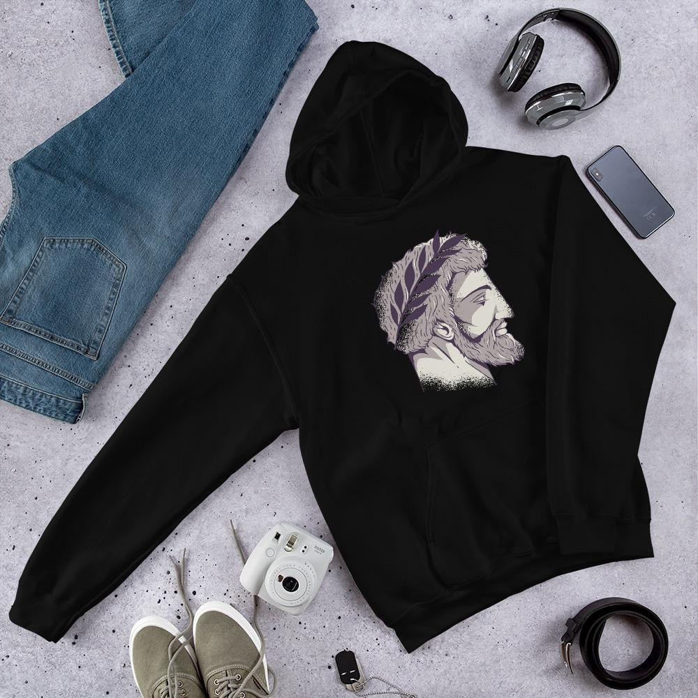Roman Head Unisex Hooded Sweatshirt — Black