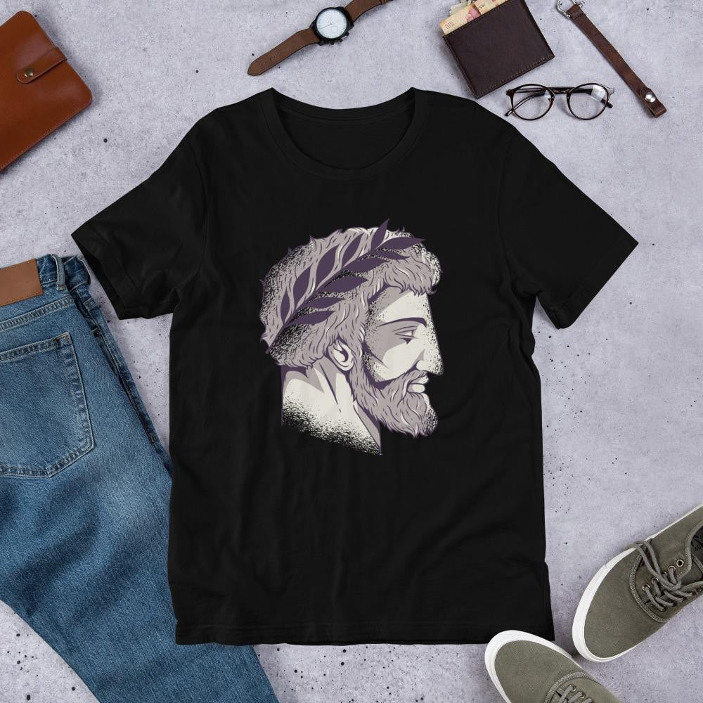 Roman Head Half Sleeve T-Shirt — Black