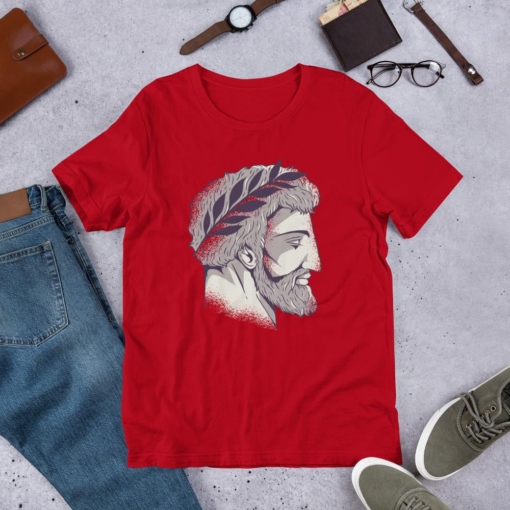 Roman Head Half Sleeve T-Shirt — Red