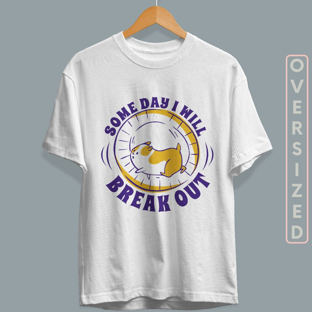 Hamster Breakout Unisex Oversized T-Shirt — back view