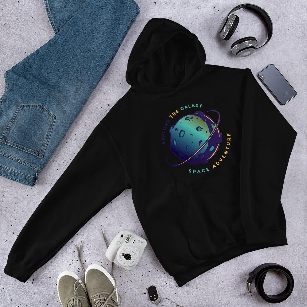 Explore The Galaxy Unisex Hooded Sweatshirt — Black