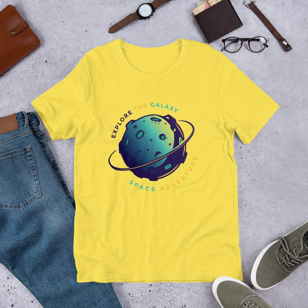 Explore The Galaxy Half Sleeve T-Shirt — Yellow
