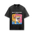 Cotton acid wash oversized t-shirt with Saber-toothed Tiger print