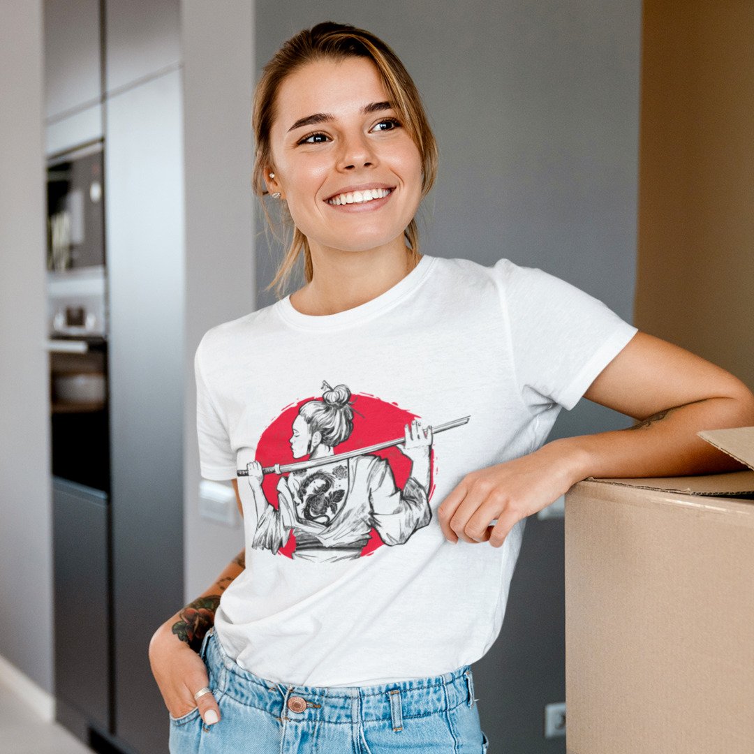 Cotton t-shirt with Samurai Girl print