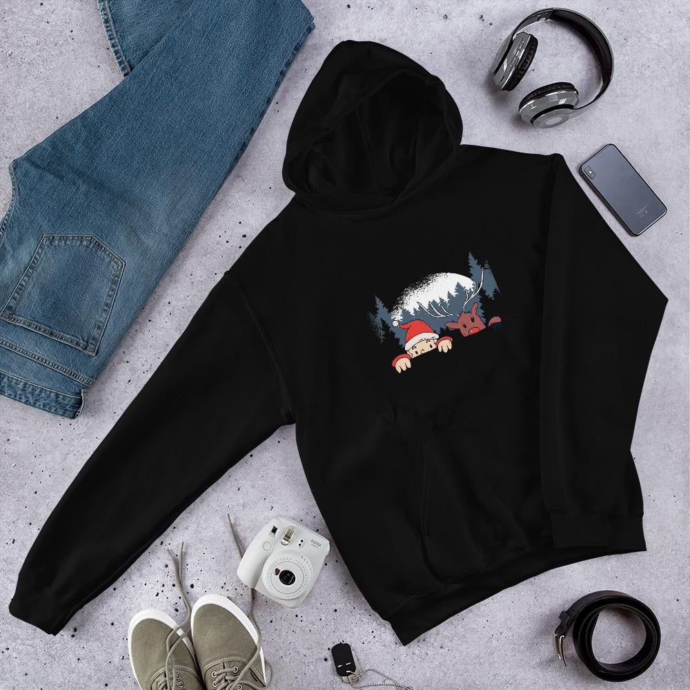 Santa & Reindeer Unisex Hooded Sweatshirt