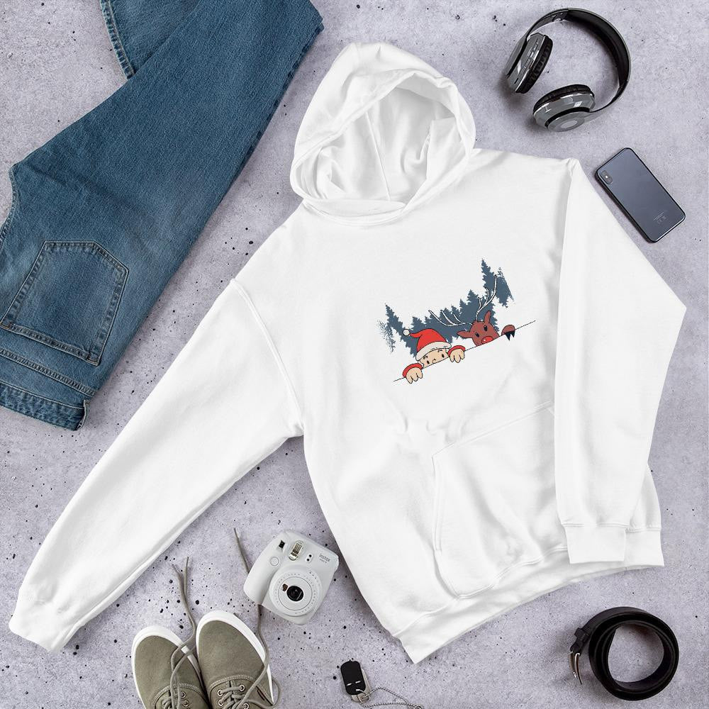 Santa & Reindeer Unisex Hooded Sweatshirt
