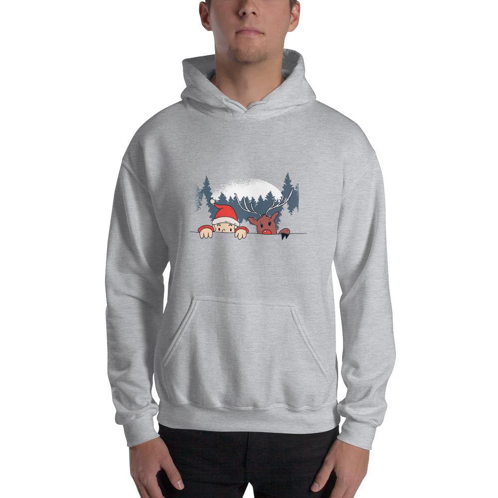 Santa & Reindeer Unisex Hooded Sweatshirt — detail view 2