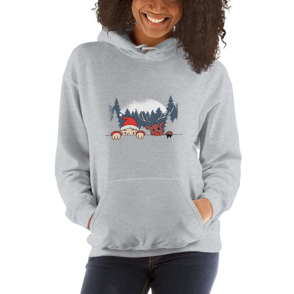 Santa & Reindeer Unisex Hooded Sweatshirt — detail view 3
