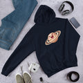 Saturn Cartoon Unisex Hooded Sweatshirt — Navy
