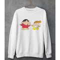 Shinchan & Himawari Unisex Sweatshirt — White
